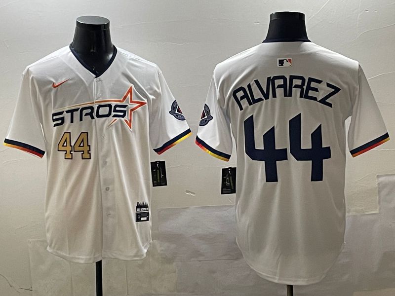 Men Houston Astros #44 Alvarez Cream Three generations Joint Name 2025 Nike MLB Jersey style 5->houston astros->MLB Jersey